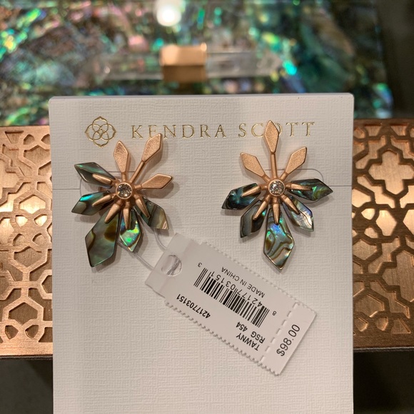 Kendra Scott Abalone Tawny RSG plated Earrings NWT - Picture 3 of 12